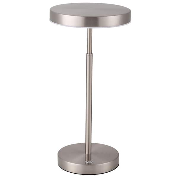 Dainolite Francine 15.75 in. Satin Nickel Integrated LED Bedside Table Lamp with White Actylic Diffuser