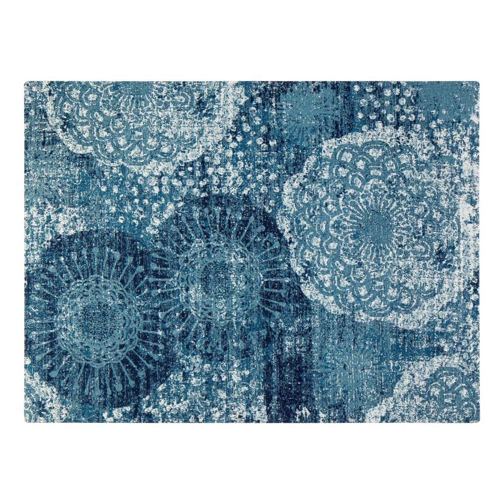 Maldives Blue and Ivory Polyester Chair Mat