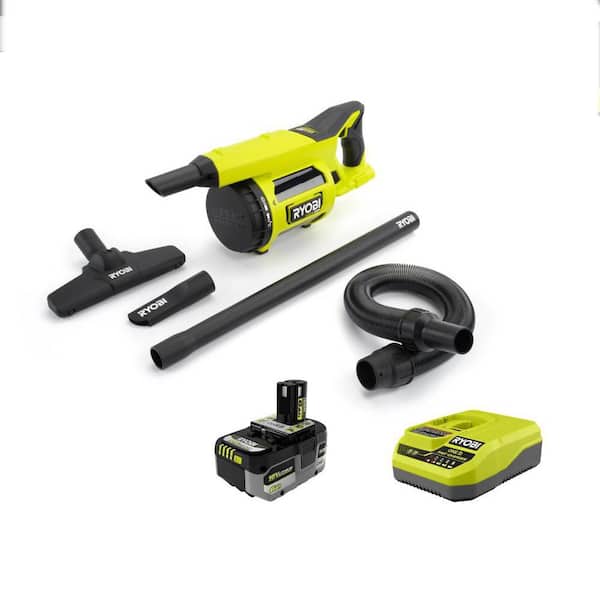 RYOBI ONE+ HP 18V 6.0 Ah Lithium-Ion HIGH PERFORMANCE Battery and Charger Kit with ONE+ HP 18V Brushless Jobsite Hand Vacuum