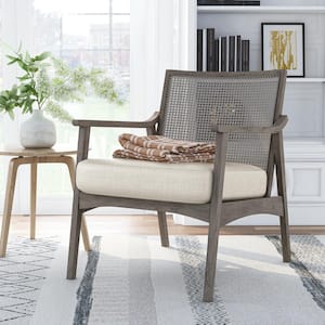 Council Gray Wash and Beige Wood Removable Cushions Accent Chair
