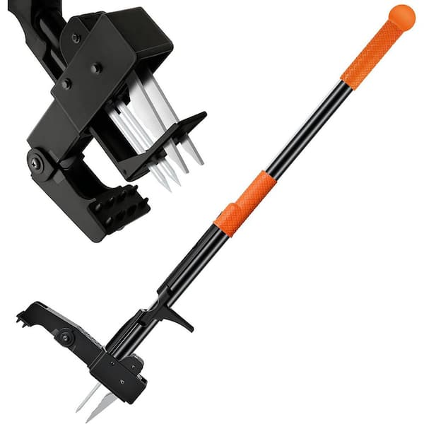 Stand-Up Weed Puller Tool 40 Long Handle with Leaf Bag 4 Claws Stainless Steel Foldable Foot Board Easy Weeding Removal
