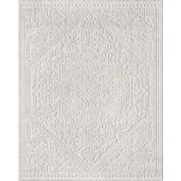 Harlow Cloud Medallion Farmhouse Medallion, Ivory 9 ft. 3 in. x 12 ft. 6 in., Area Rug