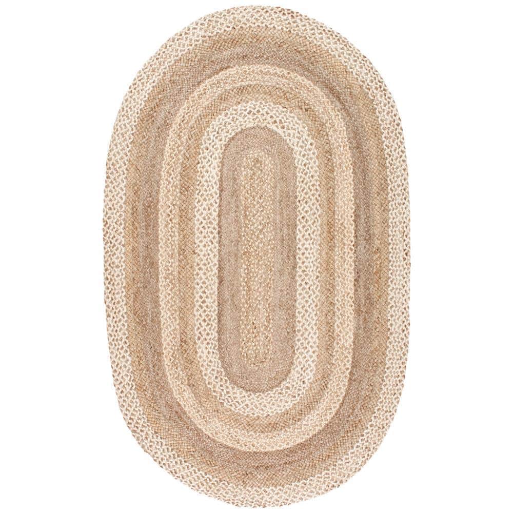 Handcrafted Braided Jute 3' x 5' Oval Area Rug in Natural