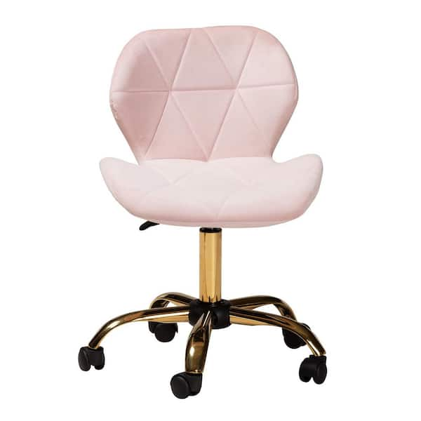 Baxton Studio Savara Blush Pink and Gold Velvet Fabric Seat Task