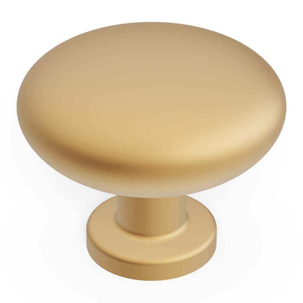 Brushed Brass Round Cabinet Knobs with Mounting Hardware