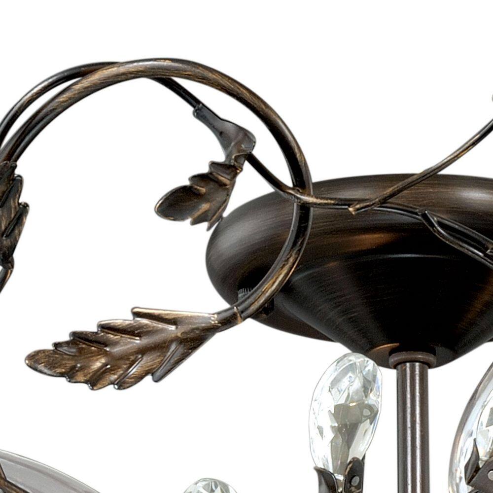 Elysian Bronze & Crystal Vine 19" Semi-Flush Ceiling Light