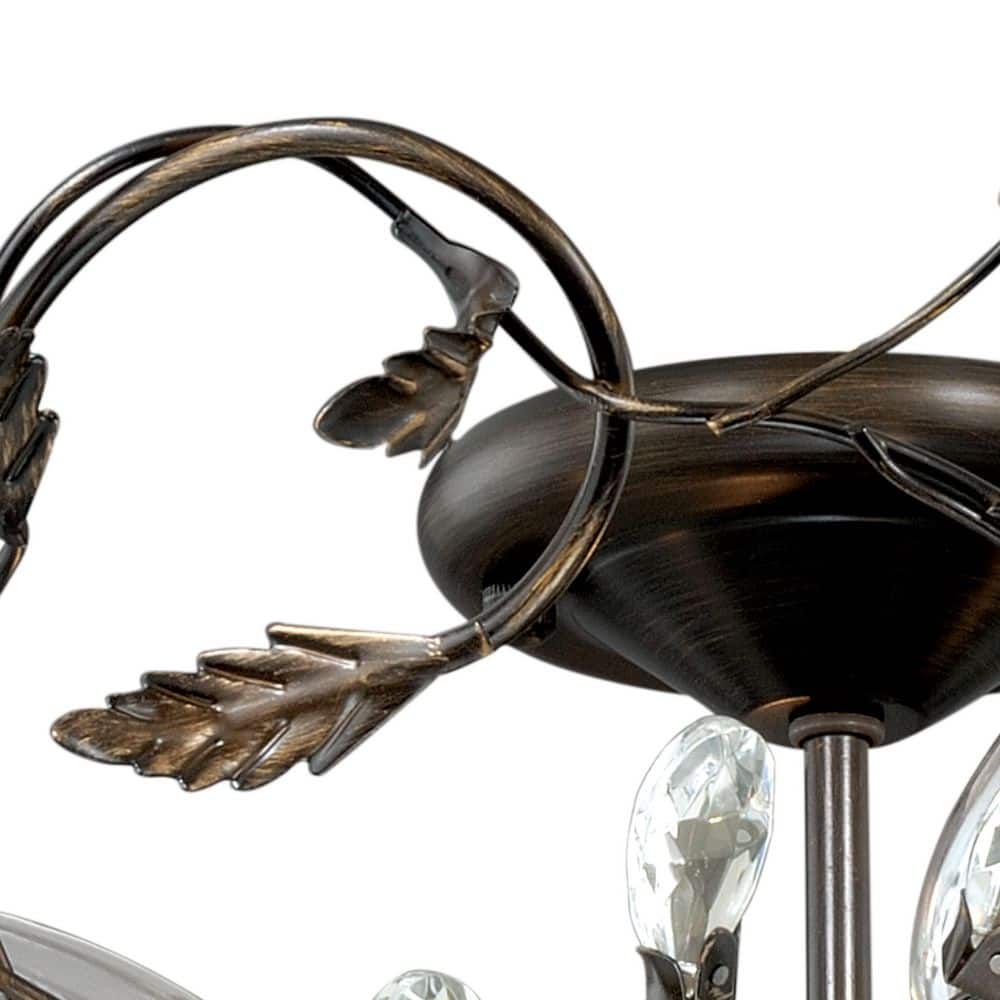 Elysian Bronze & Crystal Vine 19" Semi-Flush Ceiling Light