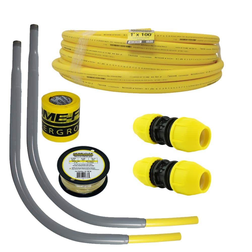 Coupler Meter Riser Home-Fex Underground Poly Gas Pipe 100 Ft Install Kit 1 in
