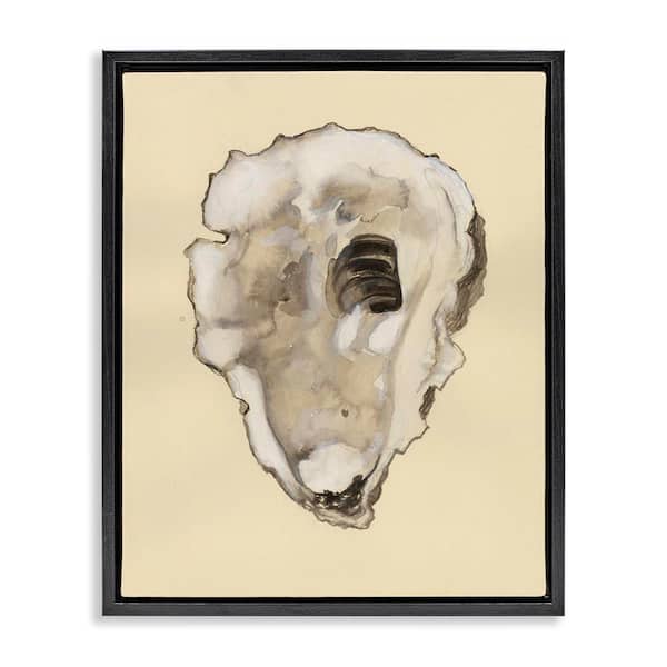 Stupell Industries Beige Oyster Shape by Michael Willett Black Floater Frame Coastal Graphic Art Print 31 in. x 25 in.