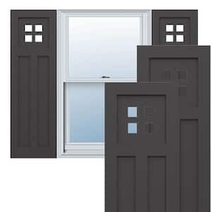 True Fit PVC 18 in. W x 28 in. H Raised Panel Vinyl Shutters Pair in Shadow Mountain