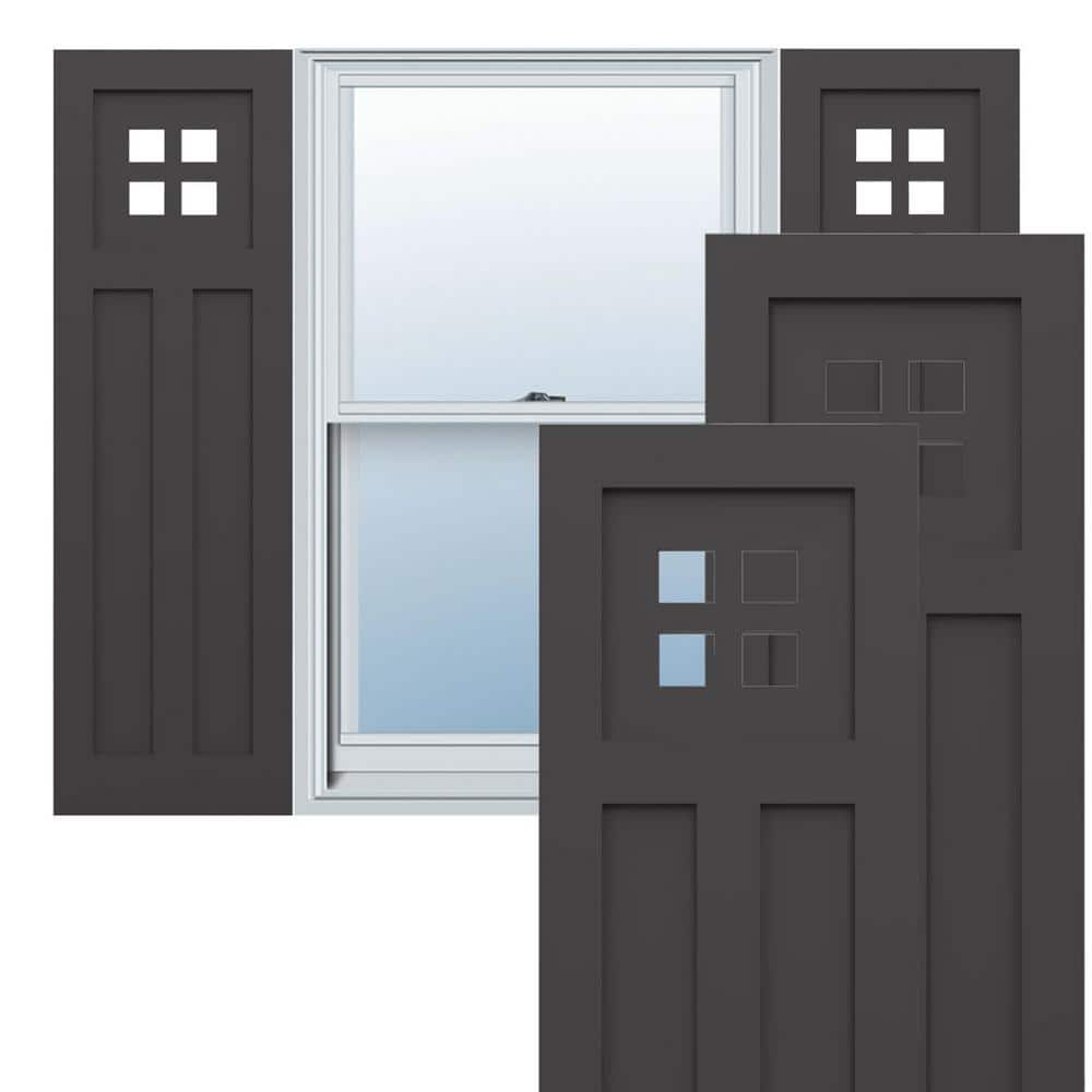 True Fit PVC 18 in. W x 34 in. H Raised Panel Vinyl Shutters Pair in Shadow Mountain price history on PriceWatchPro