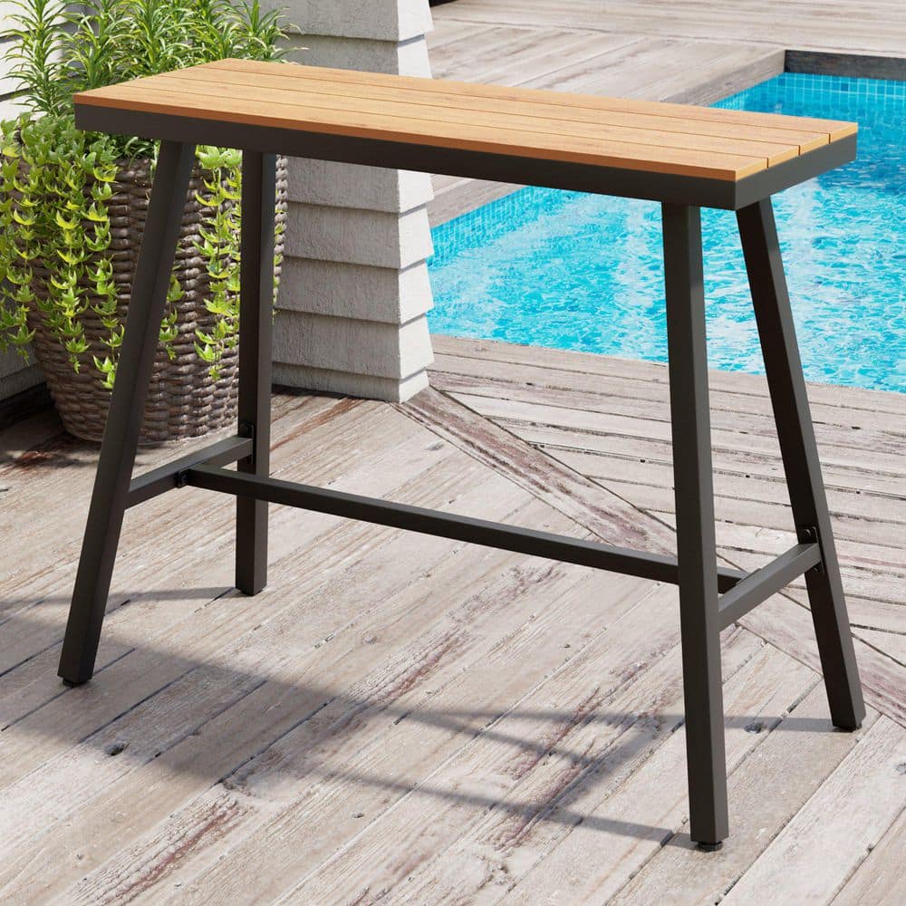 43 in. W x 15.5 in. D x 37 in. H Brown Rectangular Metal Trapezoidal Outdoor Bar Table price history on PriceWatchPro