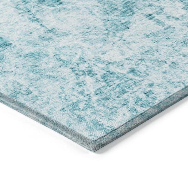 Teal 10 ft. x 14 ft. Woven Abstract Rectangle Indoor/Outdoor Area Rug
