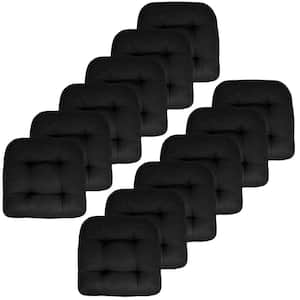 19 in. x 19 in. x 5 in. Solid Tufted Indoor/Outdoor Chair Cushion U-Shaped in Black (12-Pack)