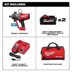M18 FUEL ONE-KEY 18V Lithium-Ion Brushless Cordless 1 in. Impact Wrench with Friction Ring and Two 8.0 Ah Batteries