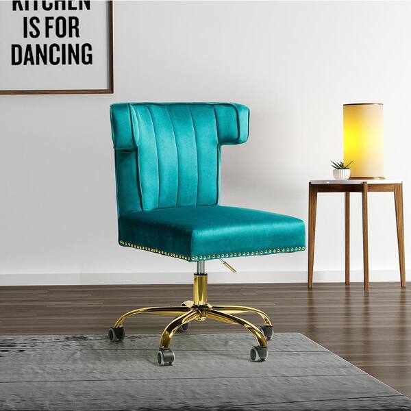 isla teal velvet office chair