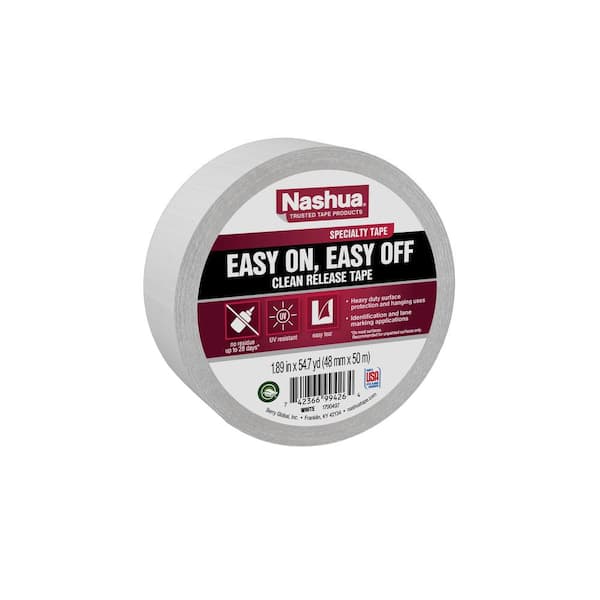 Nashua Tape 1.89 in. x 54.7 yd. Easy On, Easy Off Clean Release Duct Tape in White