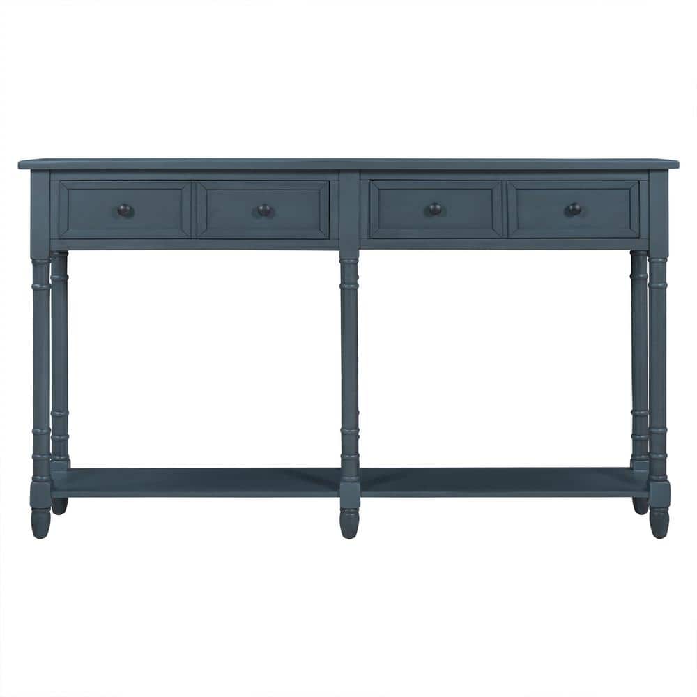 Utopia 4niture Leigh 58 in. Antique Navy Blue Standard Rectangle Wood