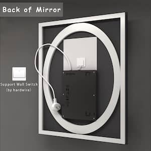 20 in. W x 28 in. H Rectangular Frameless RGB Backlit, LED Frontlit Anti-Fog Tempered Glass Wall Bathroom Vanity Mirror