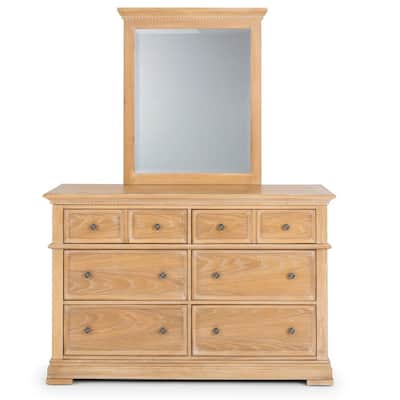 Manor House 56 in. 6 Drawer 36 in. L x 19 in. W Natural Dresser with Mirror