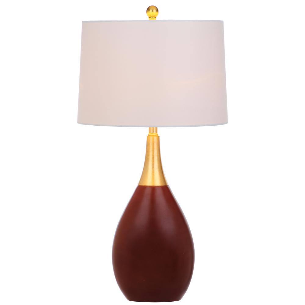 Elegant Gold & Walnut 27.5" Table Lamp Set with Curved Silhouette