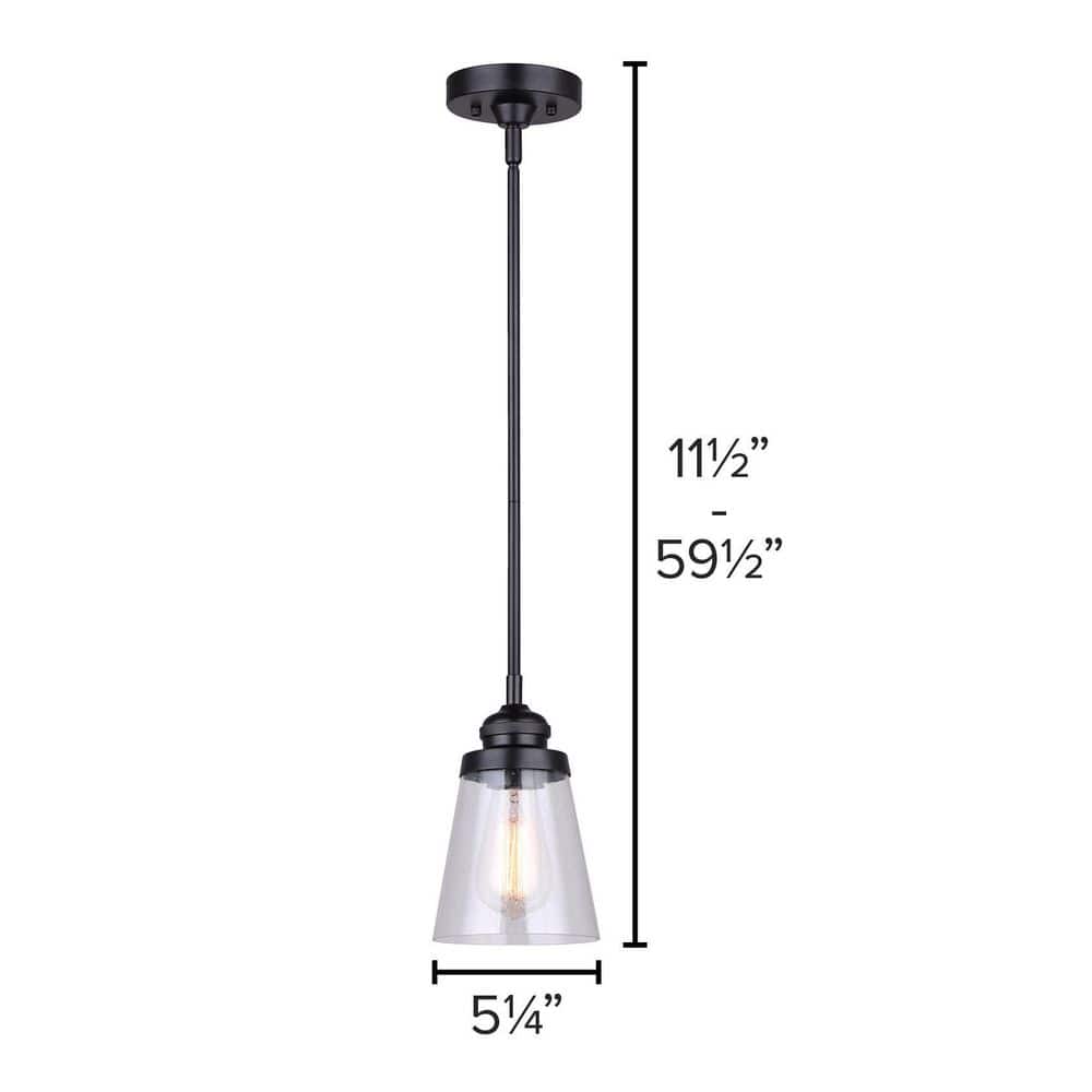 Declan Matte Black Glass 11.5" Pendant Light
