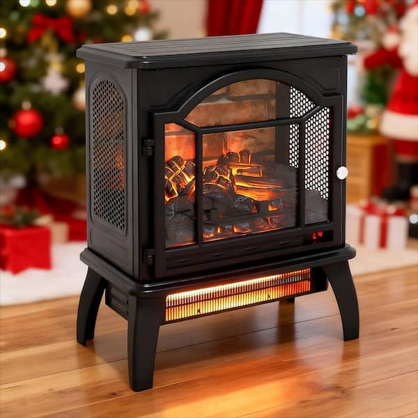 17.5 in. 400 sq. ft. 3D Flame Electric Stove with Remote Control in Black