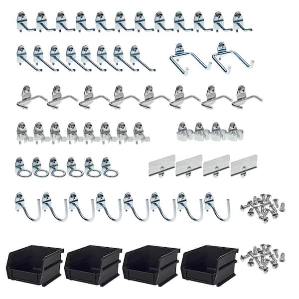 Zinc Plated Steel Craft Hook Assortment Kit and Hanging Bin Kit (64-Pieces)