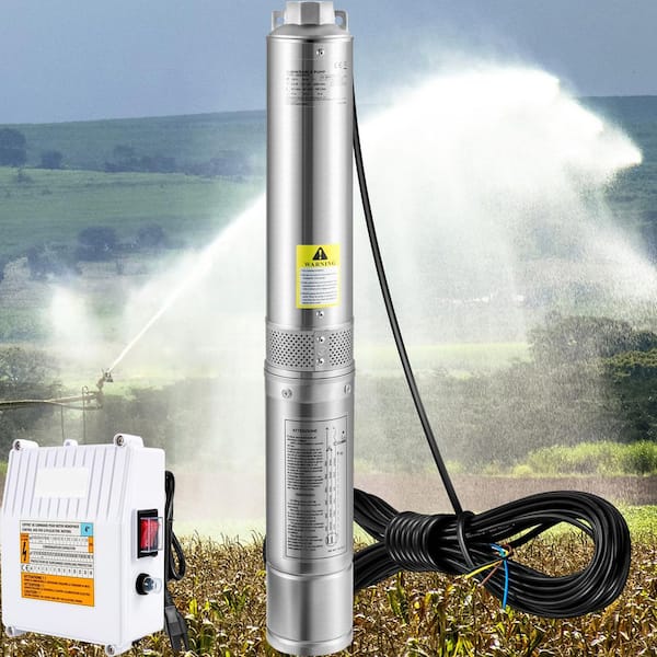 Deep Well Submersible Pump 1.5HP 115V 37 GPM 276 ft. Head Water Pump with 33 ft. Cord and External Control Box for Home