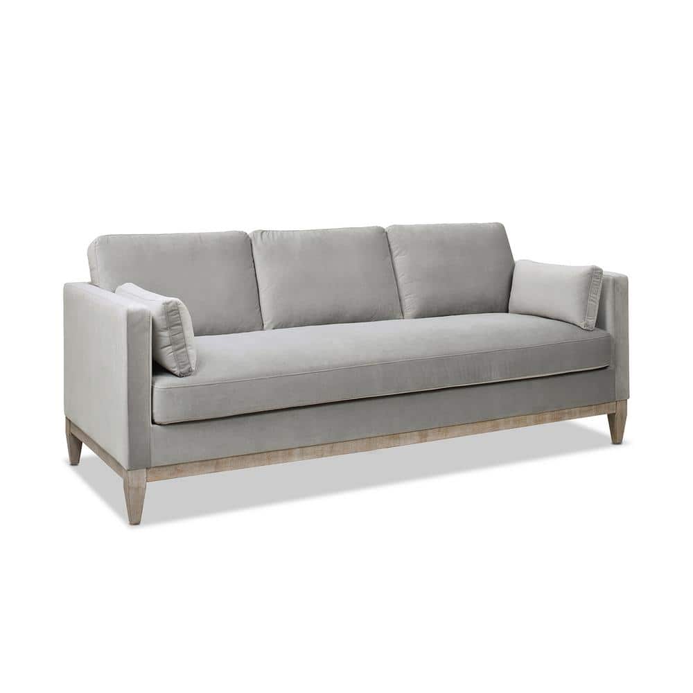 Opal Grey Luxurious Velvet 84" Sofa with Removable Cushions