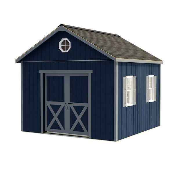 Backyard Basecamp 12 ft. x 12 ft. Wood Shed Kit with Space-Saving Sliding Doors
