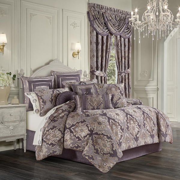 J QUEEN NEW YORK INC Dominique Lavender Polyester Queen 4-Piece Comforter Set