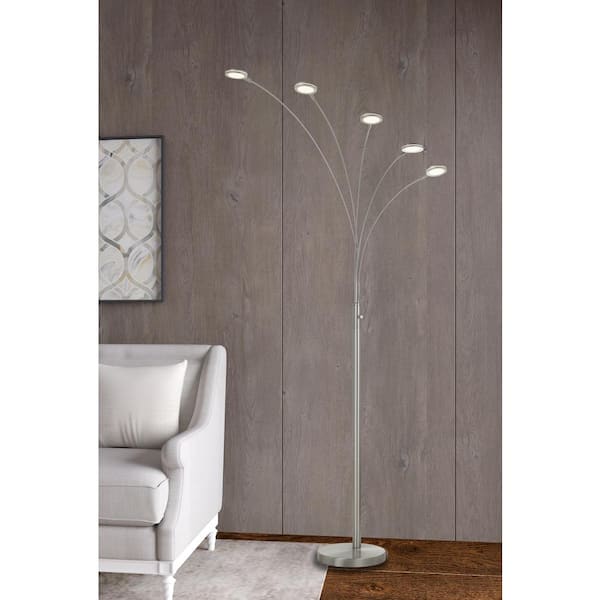 72 in. Cremona Brushed Steel Metal Arc Floor Lamp