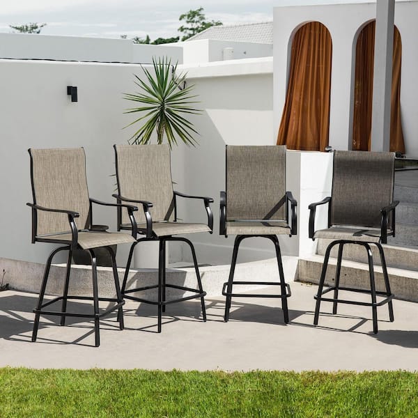 Unbranded Patio Swivel Bar Stools Set of 4, Outdoor Bar Height Chairs with Weather Resistant Textilene Fabric