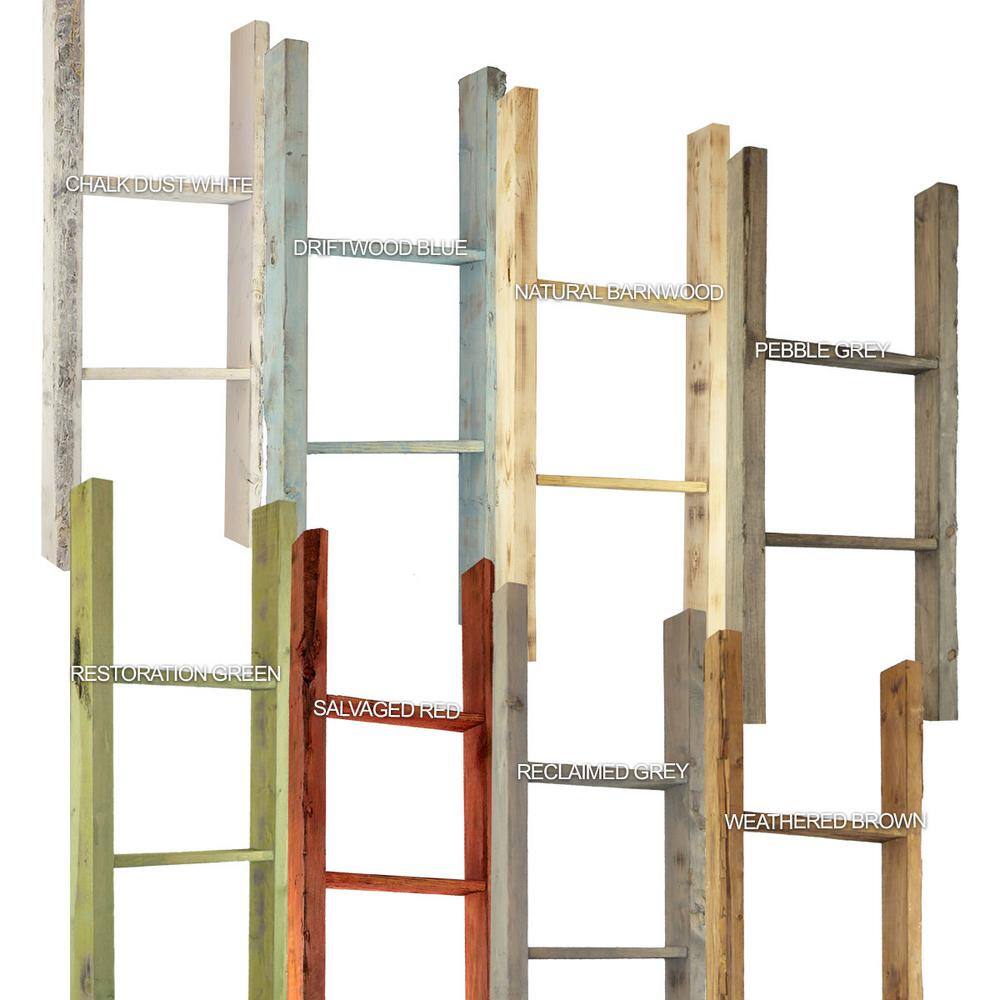 Salvage Red Rustic Wooden Decorative Ladder, 48" Height