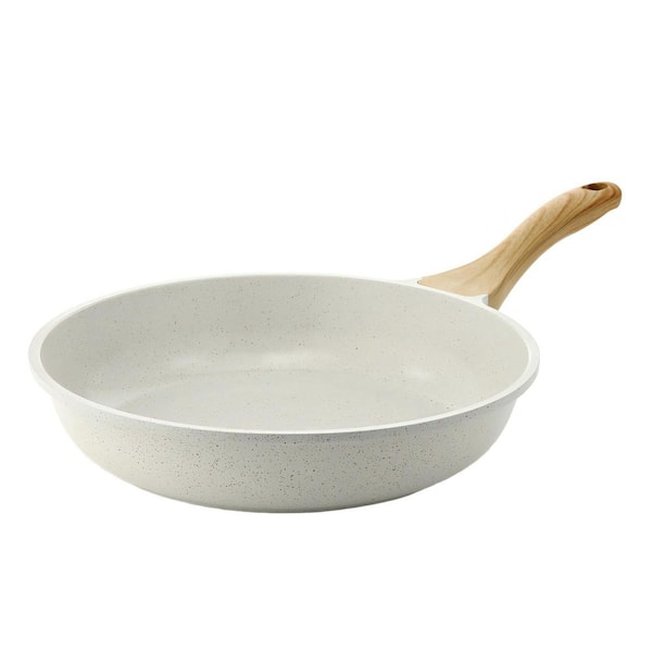 9.5 in. Ceramic Non stick Frying Pan Skillet, Swiss Granite Coating Omelette Pan, Cookware Chef's Pan, PFOA Free, White