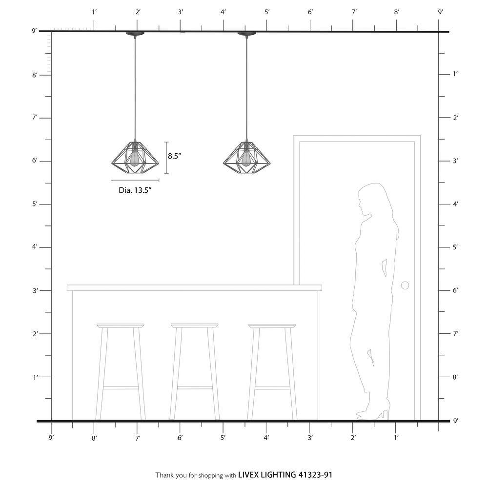 Brushed Nickel Geometric 1-Light Mini Pendant for Indoor/Outdoor