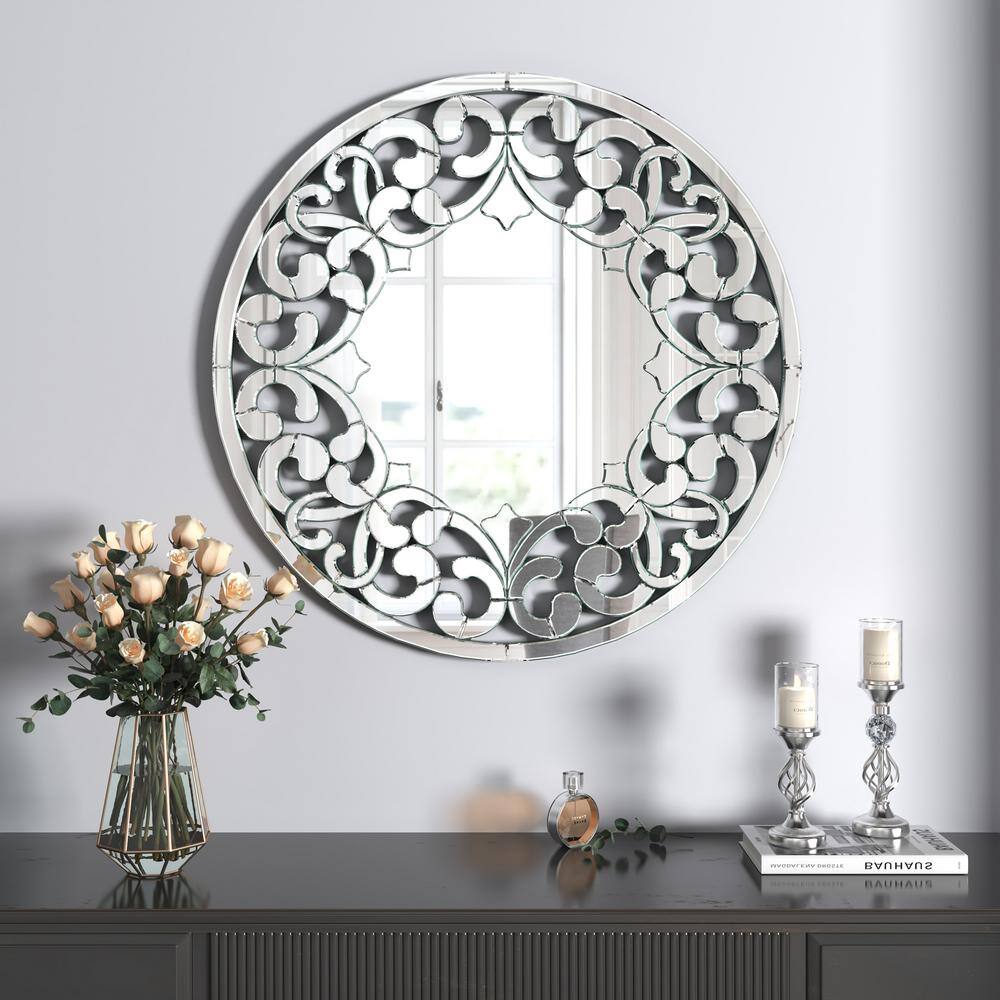 Lixue Round Wall Mirror with LED Lighting Silver - Coaster F