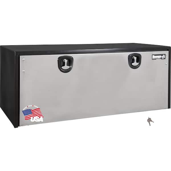 18 in. x 18 in. x 48 in. Gloss Black Steel Underbody Truck Tool Box with Stainless Steel Door