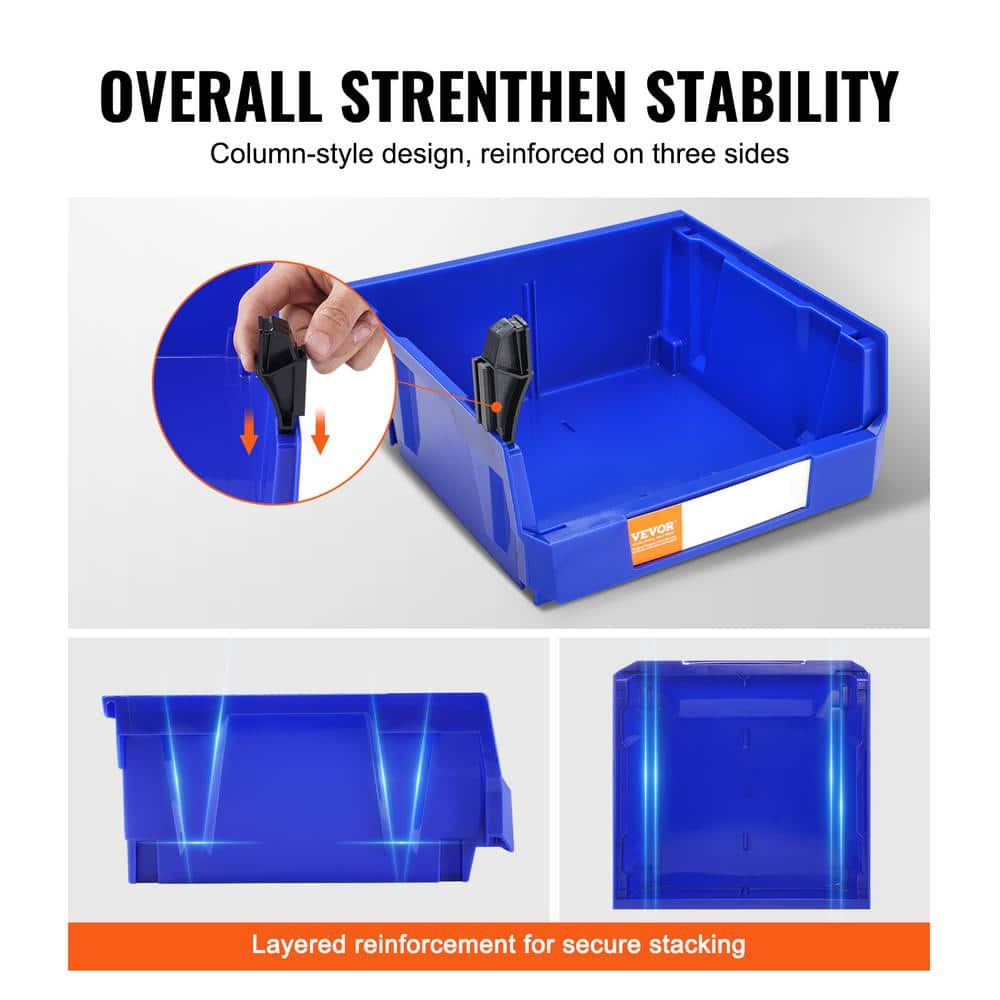 Stackable Blue and Red Plastic Storage Bins Set