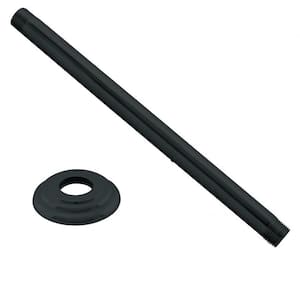 1/2 in. IPS x 12 in. Round Ceiling Mount Shower Arm with Flange, Matte Black