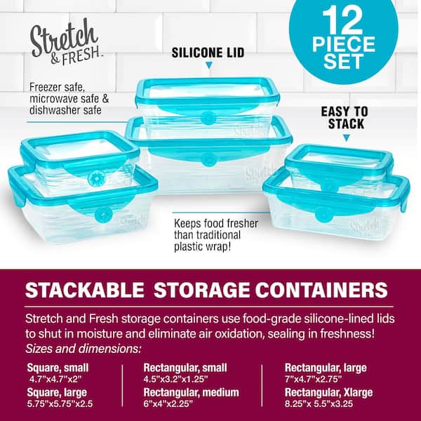 Skinny Stacks 2 Pack - Stacking Food Storage Trays Stretch Cover Keep Food  Fresh