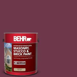 1 gal. #PPU1-14 Formal Maroon Satin Interior/Exterior Masonry, Stucco and Brick Paint
