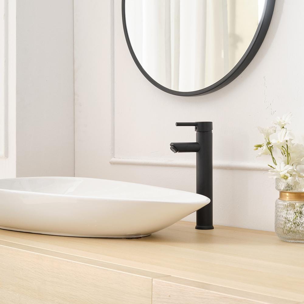 Matte Black Single Handle Vessel Sink Faucet