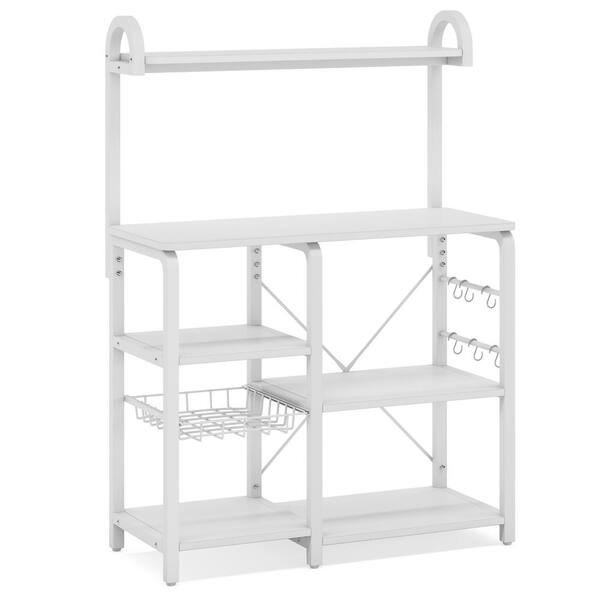 Tribesigns Kathleen 52 in. White Bakers Rack with 5Tier and 6 SHooks WHC0488 The Home Depot