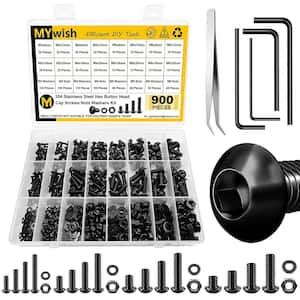 900-Piece Metric Screw Assortment Kit, M3 M4 M5 M6 Bolts Nuts & Flat Washers