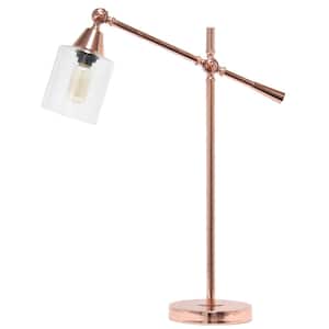 28 in. Rose Gold Tilting Arm Desk Lamp