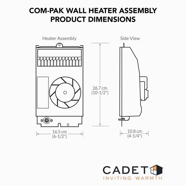 Cadet 240/208-volt 500/375-watt Com-Pak In-wall Fan-forced Replacement  Electric Heater Assembly CS052 - The Home Depot