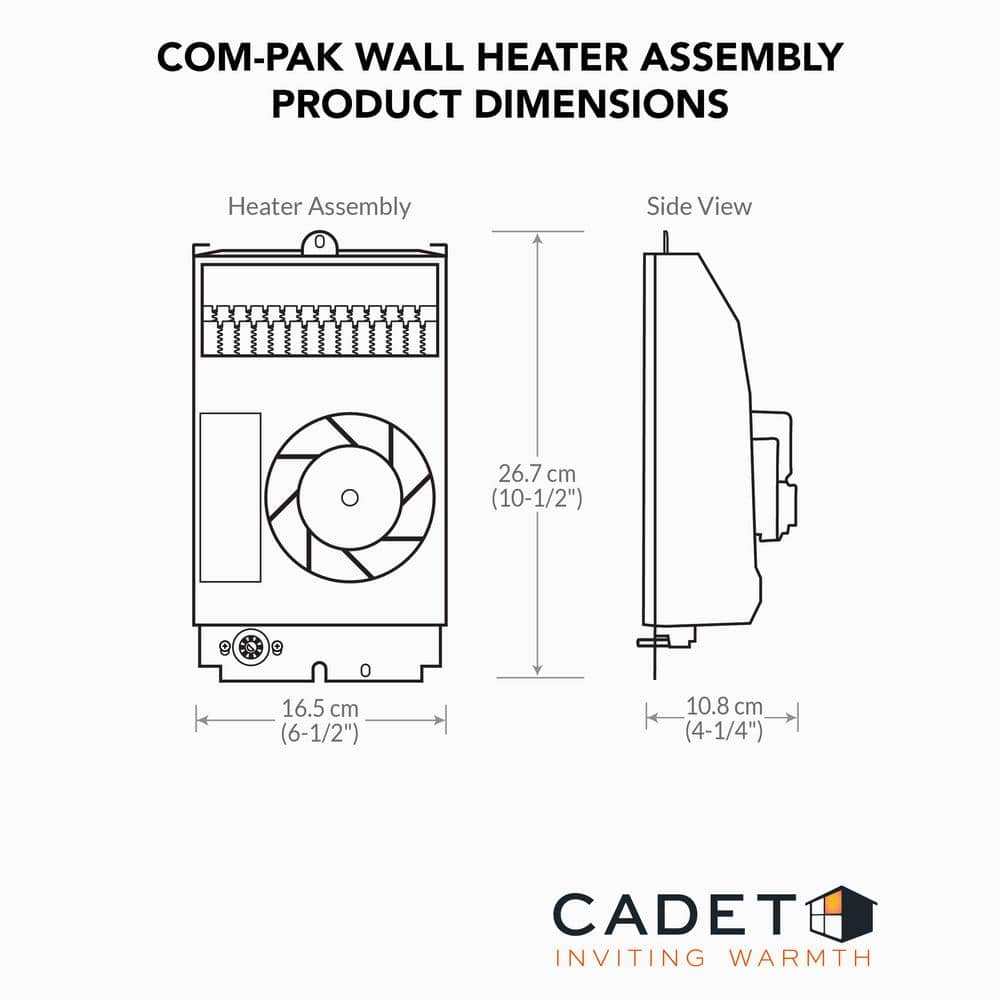 Compact Black Electric Wall Heater with Thermostat and Safety Shut-off