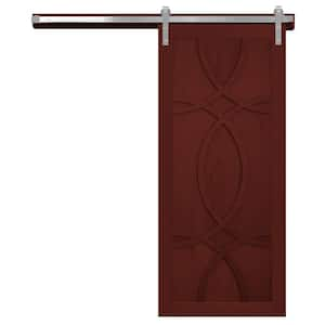 30 in. x 84 in. The Hollywood Red Wood Wood Sliding Barn Door with Hardware Kit in Stainless Steel